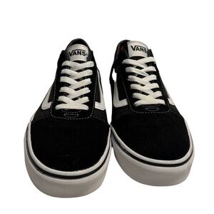 Vans Black & White Low-Top Sneakers with Side Stripe